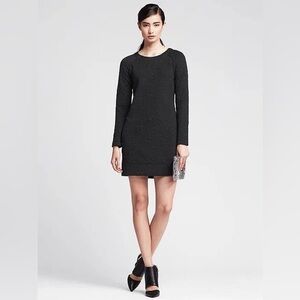 BANANA REPUBLIC jacquard embossed shift black dress size 14